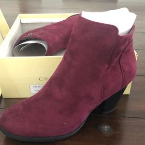 New in box, Charles Albert Burgundy size 10 Women’s booty